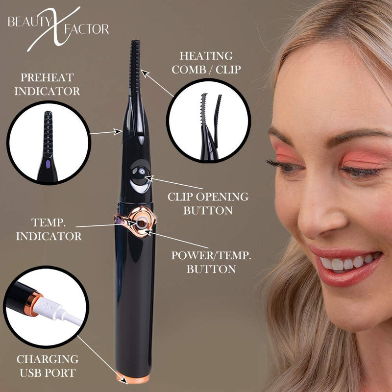 [Australia] - Beautyxfactor Heated Eyelash Curler – Smart Comb with Clip Design – Modern Timeless Look – Safe to Use – Quick to Curl – Long Lasting 