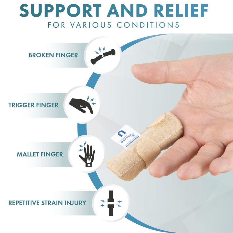 [Australia] - Actesso Neoprene Finger Support Splint – Mallet Brace for Trigger Finger and Ligament Pain (Beige) Beige 