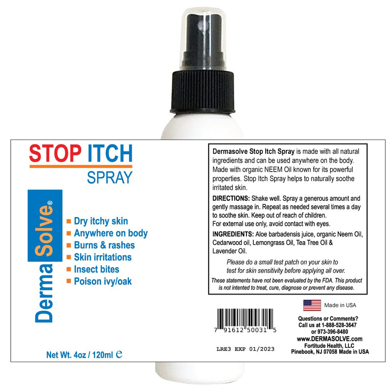 [Australia] - Anti Itch Spray | Stop Itch Spray with 100% Organic Neem Oil | Scalp and Body Itch Psoriasis Relief, Dry Skin, Bites, Sunburn, Burns and Rashes by DermaSolve 