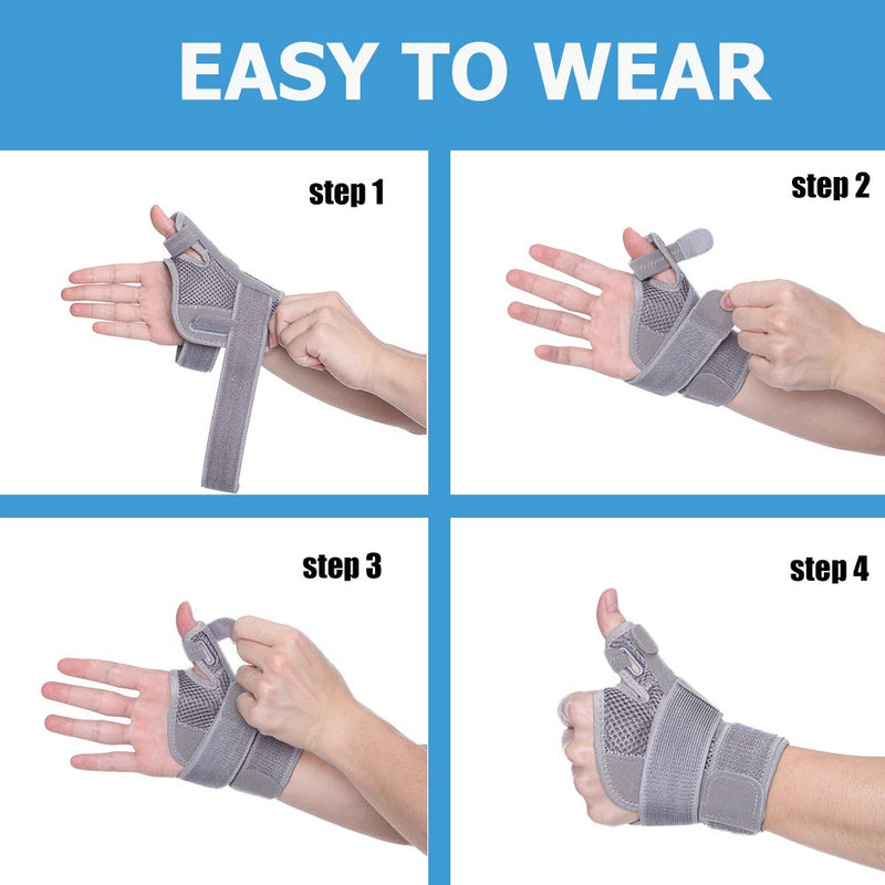 [Australia] - INFILAR Thumb Splint with Wrist Brace - Thumb Support Brace for Wrist Hand Thumb Stabilizer Fits Both Right Left Hand for Men and Women, Gray 1 PC(Gray) One Size 