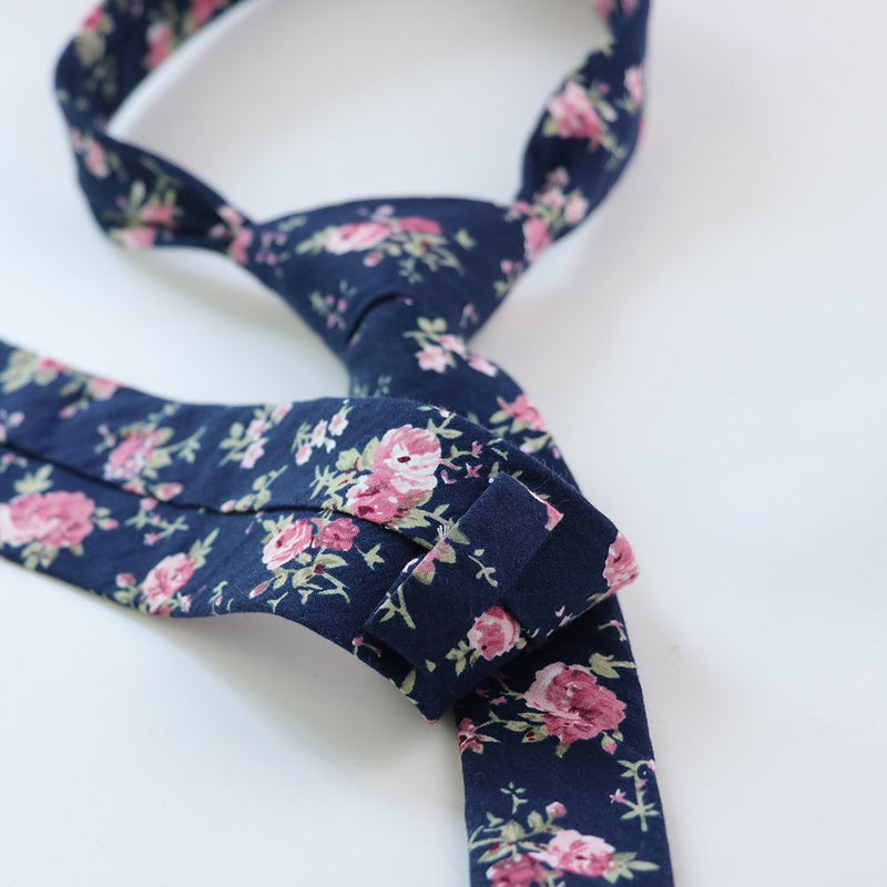 [Australia] - Mantieqingway Men's Cotton Printed Floral Neck Tie Skinny Ties 02 