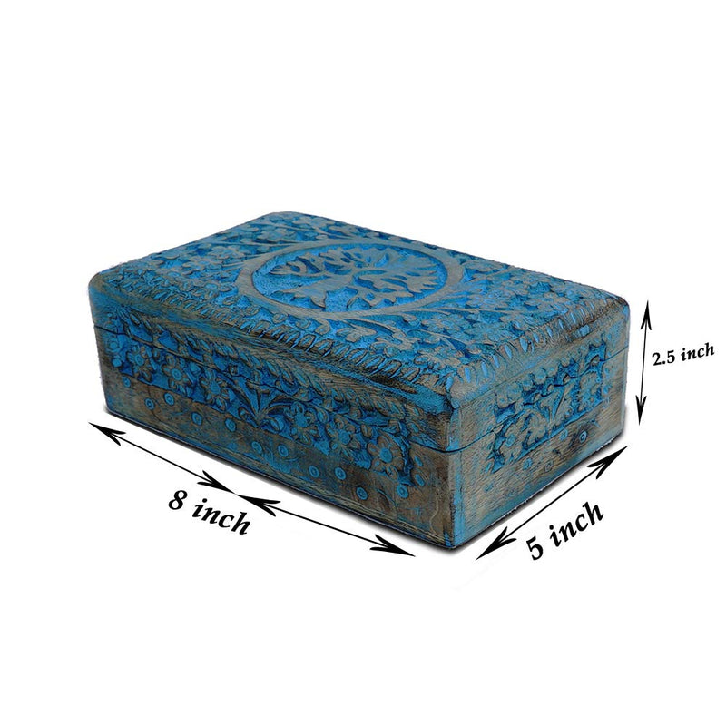 [Australia] - BHAVATU |Wooden Jewelry Box, Jewelry Box, Tarot Box, Celestial Home Decor, Witch Box, Tree of Life, Trinket Box |Size- 8" x 5" x 2.5",| Decorative Storage Bin 