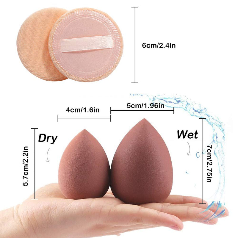 [Australia] - 5 Pieces Beauty Sponge and 5 Pieces Powder Puff, findTop Makeup Beauty Sponges Blender, Replacement for Powder Foundation Container, 2.4 Inch 