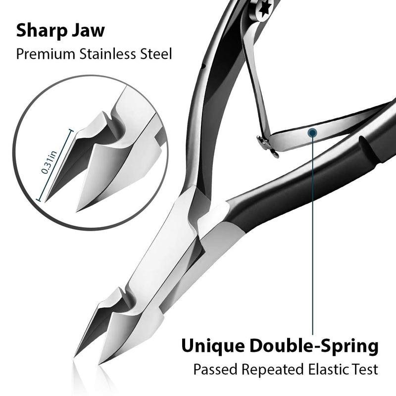 [Australia] - Cuticle Trimmer with Cuticle Pusher, Easkep Cuticle Remover Cuticle Nipper Professional Stainless Steel Cuticle Cutter Clipper Durable Pedicure Manicure Tools for Fingernails and Toenails (Black) Black 