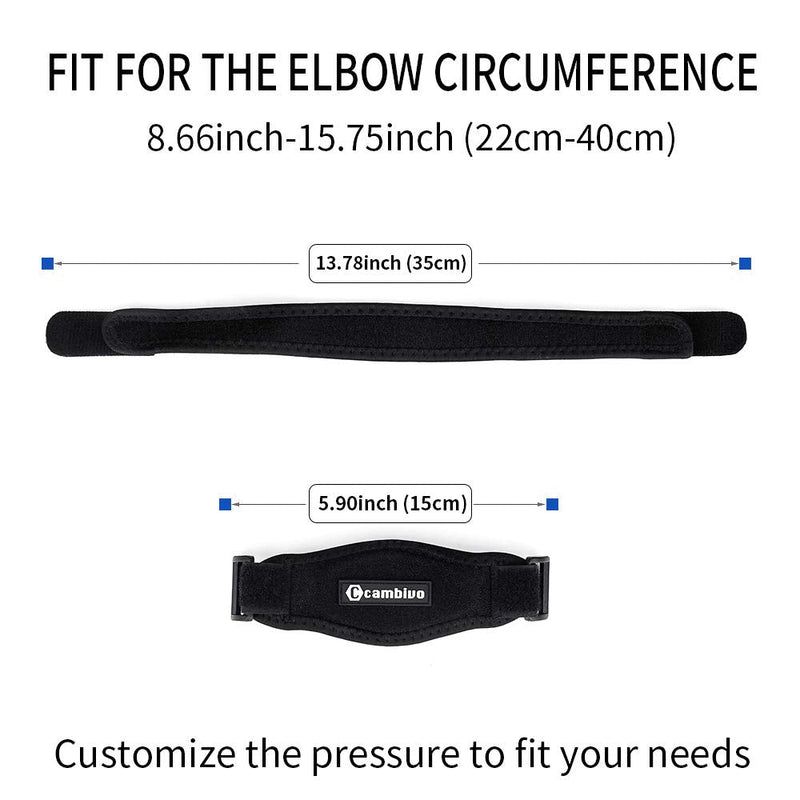 [Australia] - CAMBIVO 2 Pack Tennis Elbow Brace for Men & Women, Elbow Pain Relief for Tendonitis, Tennis & Golfer's Elbow, Adjustable Elbow Strap with Compression Pad (Black) Black 