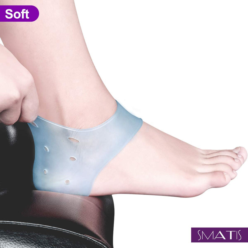 [Australia] - SMATIS Heel Sleeves, 2PCS Heel Cushion Gel Heel Protector for Plantar Fasciitis Achilles Tendonitis Bone Spur Aching Feet Relieve Pain light blue 2PCS 