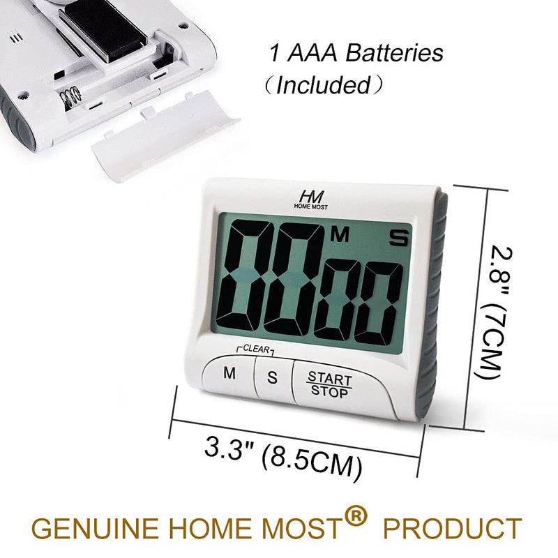[Australia] - HOME MOST 3" Large Display Kitchen Timer - Digital Timer Magnetic Back Loud Alarm On A Rope- White Cooking Timers For Kitchen Teachers Students Games Kids Meetings - Sports Timer For Workouts Exercise 3" Large LCD Display - 1.5" Big Digits -Loud Alarm 