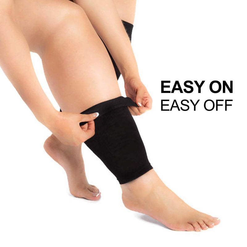 [Australia] - Zeta Sleeve 3XL, Wide Plus Size Calf Compression, Soothing Comfy Gradient Support, Prevents Swelling, Pain, Edema, DVT, Large Cuffs, Stretch to 28 Inches, Unisex (Black) 