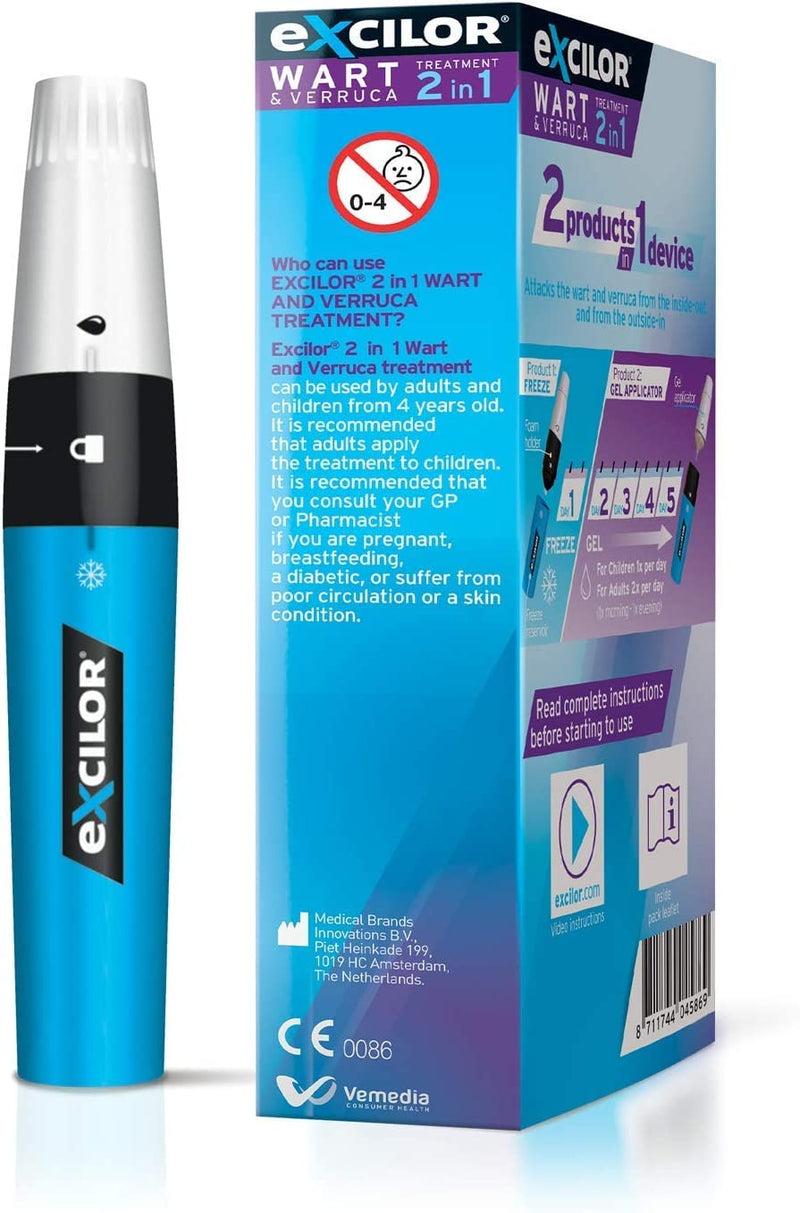 [Australia] - Excilor 2-In-1 Wart & Verruca Treatment, Dual Action Freeze & Gel, Effective Removal in 5 Days, Restores Beautiful & Healthy Hands & Feet 