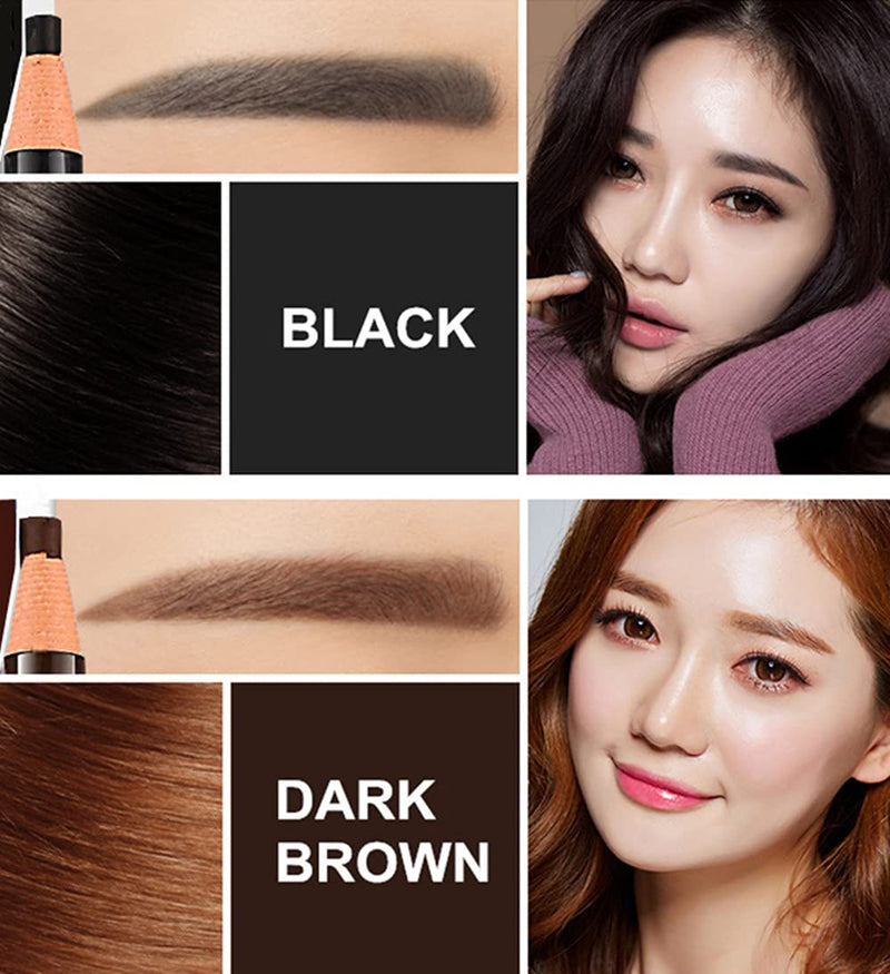 [Australia] - Go Ho 6 PCS Eyebrow Eye Liner Pencil Set,Easy to Color Waterproof Eyebrow Pencil,Professional Long-lasting Eyeliner Makeup Brow Tint Pen,3 Colors(Black,Light Brown,Dark Brown) 3 Colors 6 PCS - Black,Brown,Dark Brown 