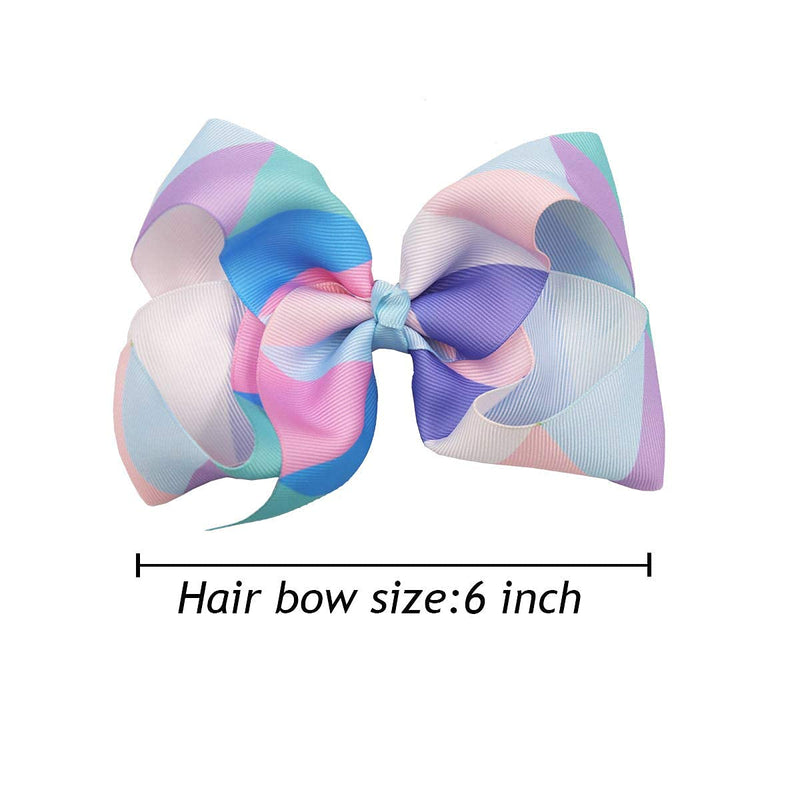 [Australia] - JOYOYO 20 Pcs Big Hair Bows for Girls Rainbow Bows Girls Large Hair Bows 6 Inch Bows Craft Ribbon Bows, Unicorn Hair Bows Toddler Girls Big Hair Bow Clips 