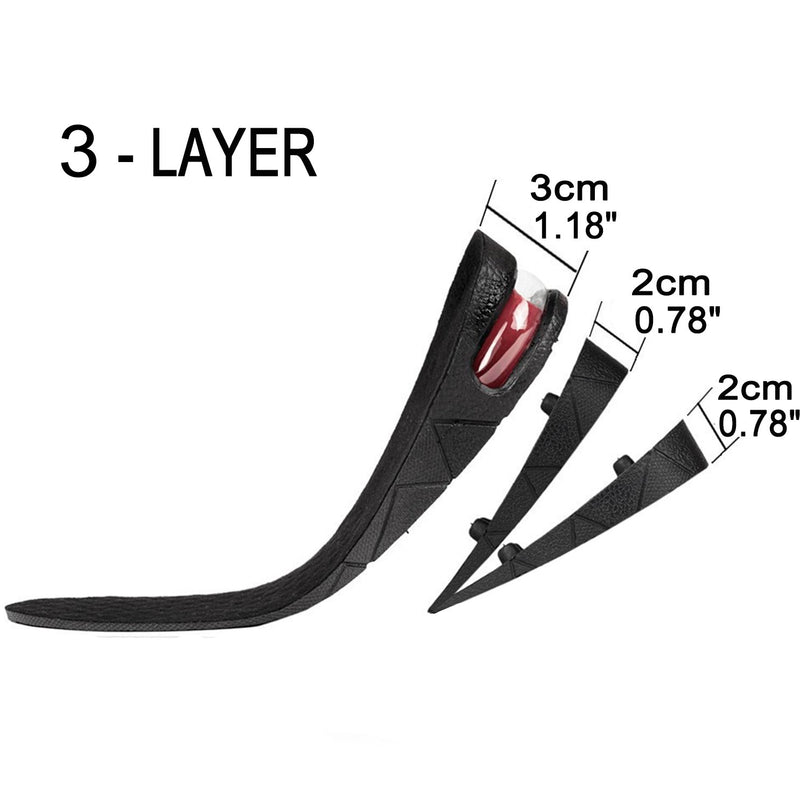 [Australia] - 3-Layer Unisex Height High Increase Shoe Insoles for Men Women Shoe Pad Lift Kit Air Cushion Heel Inserts 3 Layer (2.75" / 7cm) 3 Layer (2.75" / 7cm) 