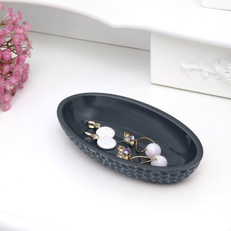 [Australia] - Emibele Jewelry Tray, Honeycomb Resin Jewelry Organizer for Ring, Earring, Necklace, Bracelet, Watches, Hairpin, Trinkets, Vanity, Desktop Decorative Bowl - Gray 