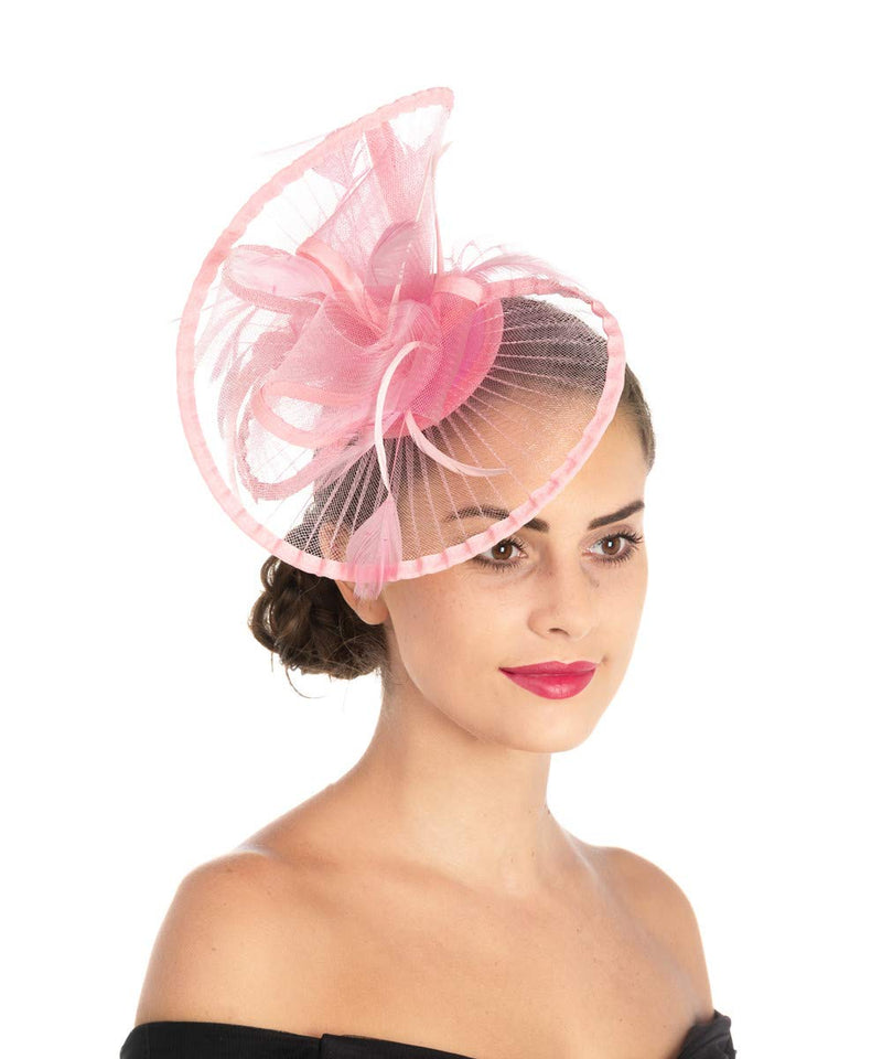 [Australia] - Lucky Leaf Women Girl Fascinators Hair Clip Hairpin Hat Feather Cocktail Wedding Tea Party Hat 2-pink 