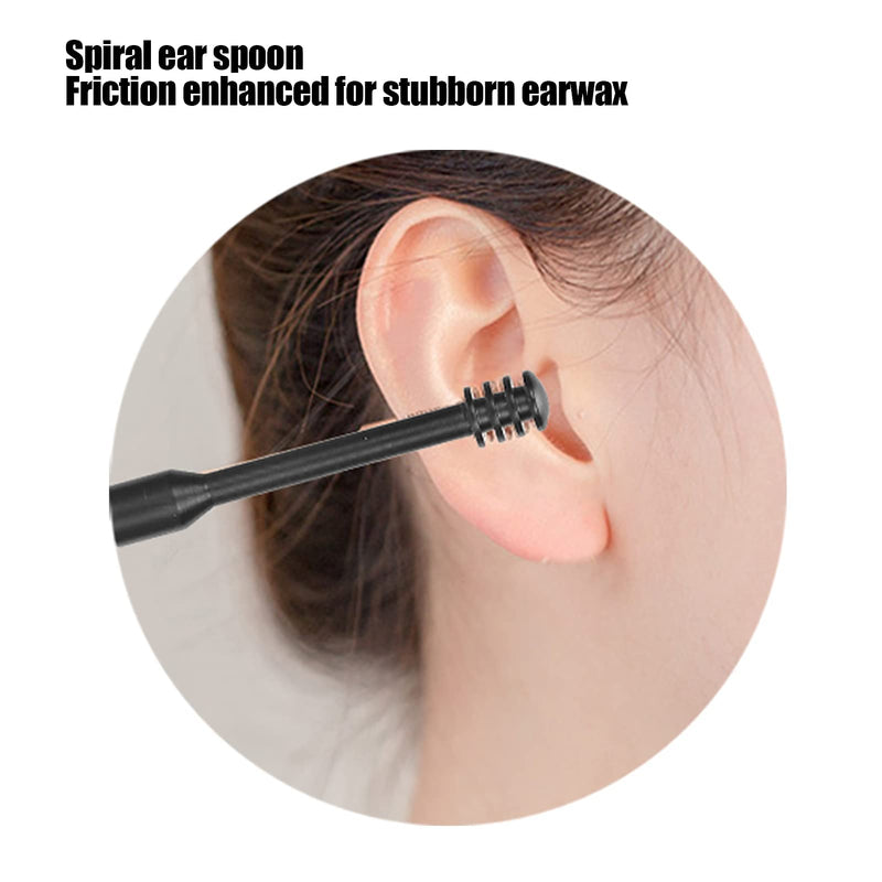 [Australia] - Ear Wax Removal Kit, 6-in-1 Ear Pick Tools Reusable Ear Cleaner Reusable Ear Cleaner Ear Wax Removal Tool Stainless Steel Ear Wax Remover with Storage Box(black) 