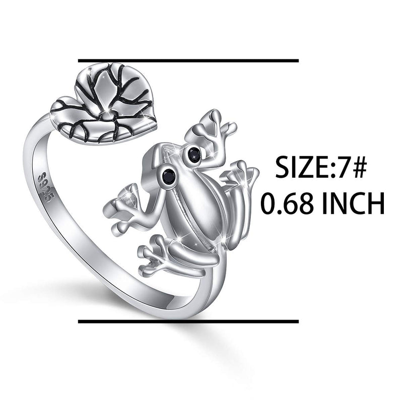 [Australia] - S925 Sterling Silver Frog Heart Necklace Ring Bracelet Earrings Jewelry Set for Women Girl Christmas Gift Ring Size 7 