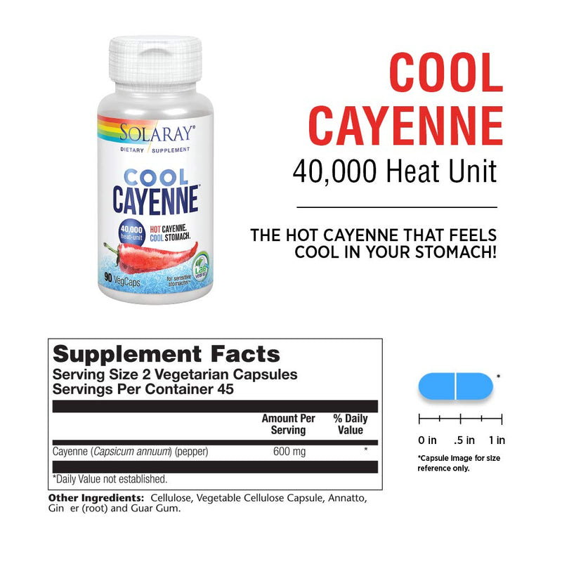 [Australia] - Solaray Cool Cool Cayenne 40,000 HU | Healthy Digestion, Circulation, Metabolism & Cardiovascular Support | 90 VegCaps 