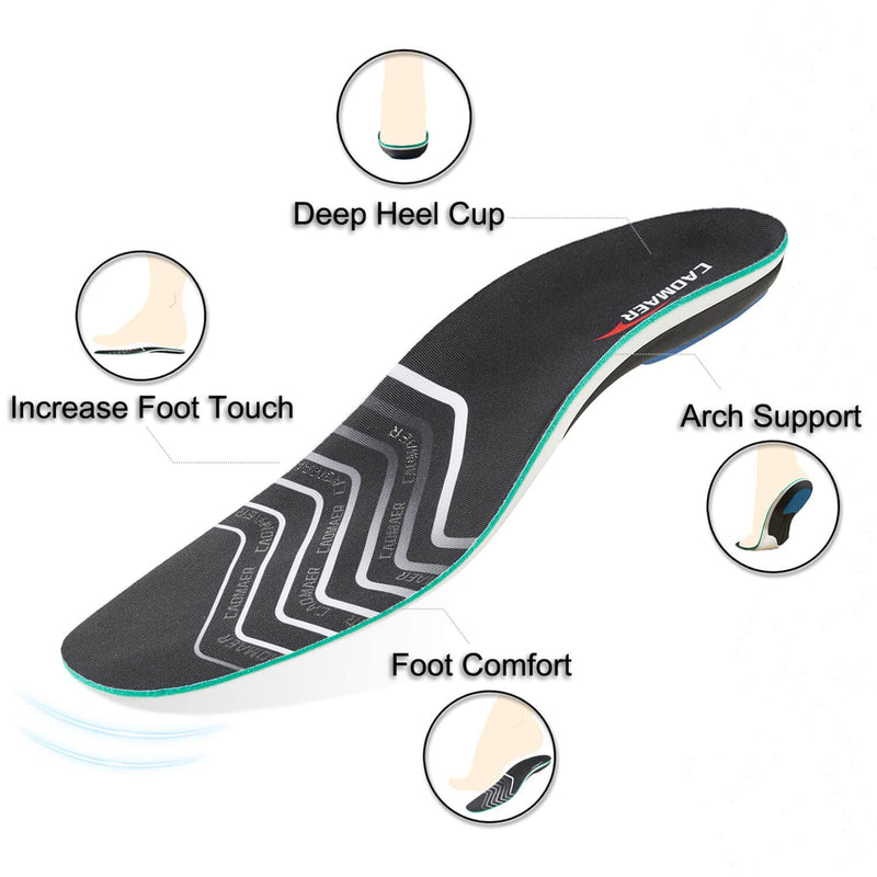 [Australia] - Plantar Fasciitis Relief Insoles with Arch Support for Men and Women, Orthotic Shoe Inserts for Flat Feet, Heel Foot Pain, Standing All Day Shock Absorption Designed for Running Walking, Work Boots US Men's 11-13 