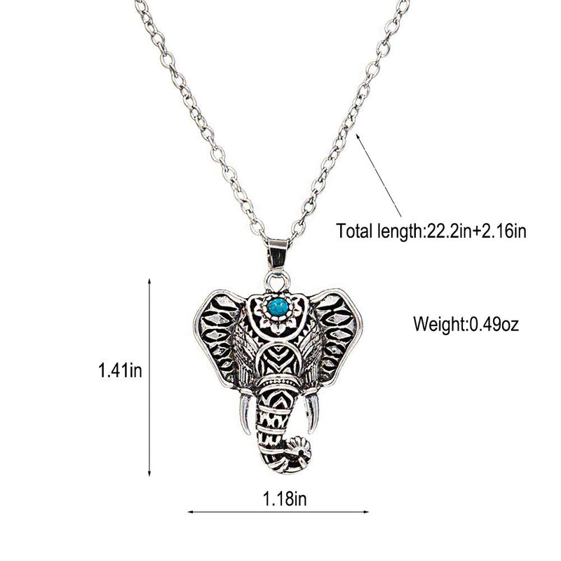 [Australia] - Zealmer Women Vintage Elephant Pendant Necklace silvery 