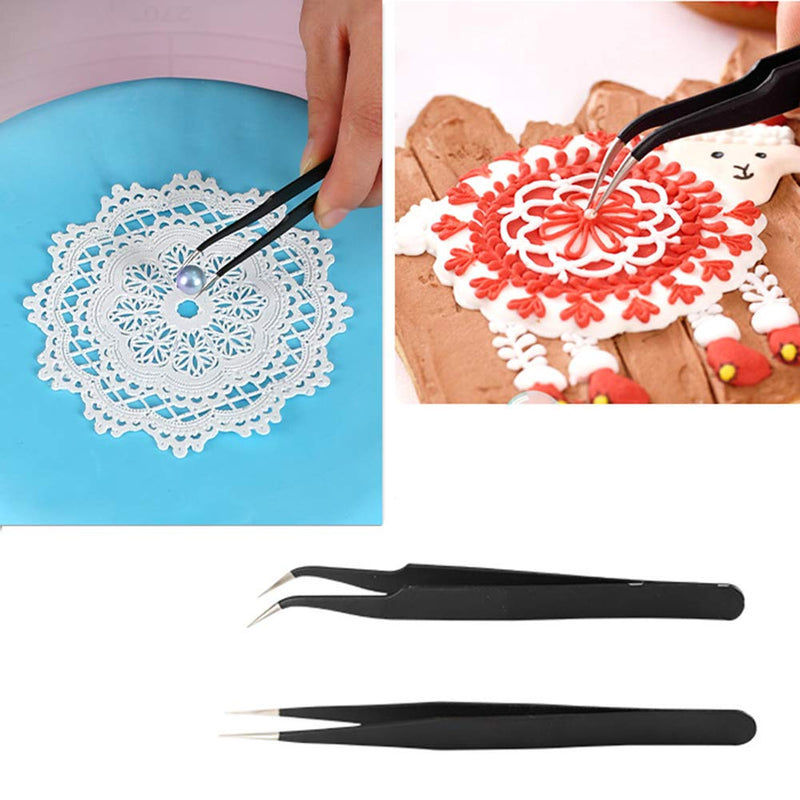 [Australia] - SK Curved Extra Fine Point Slim Tweezer Sugar Beads Tweezers Tools for Sugar Pearls, Candy Beads 