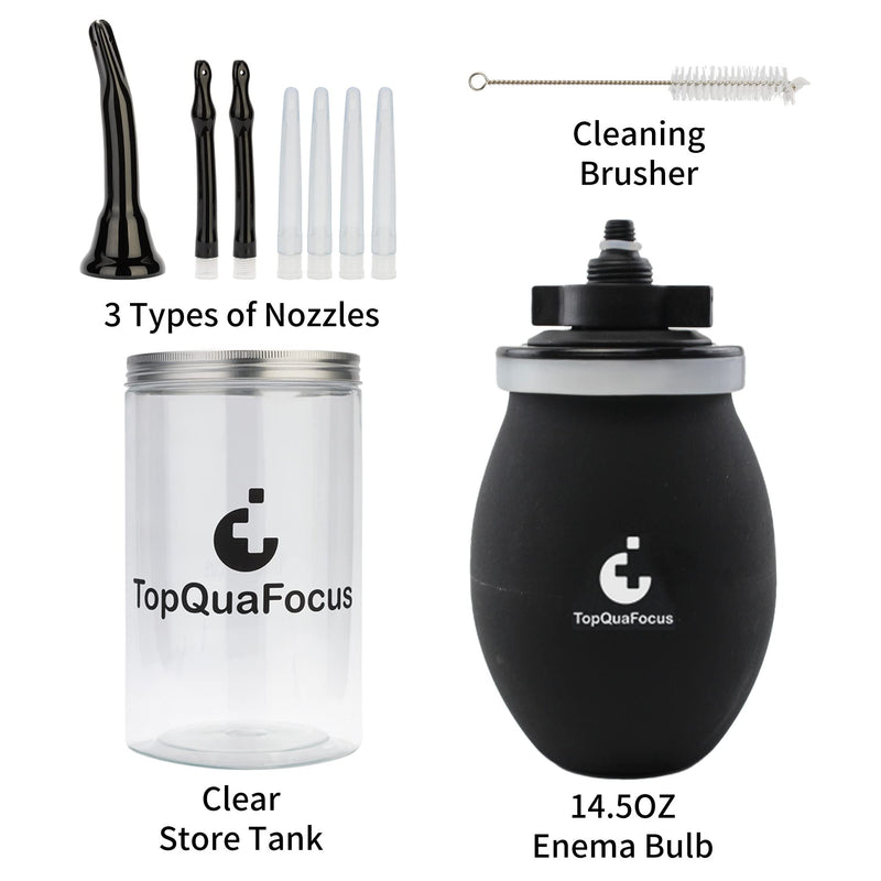 [Australia] - TopQuaFocus 420ml Douche Bulb Kit Anal Douche Colon Irrigation Douche for Man Woman (Black) 13 Piece Set Black 