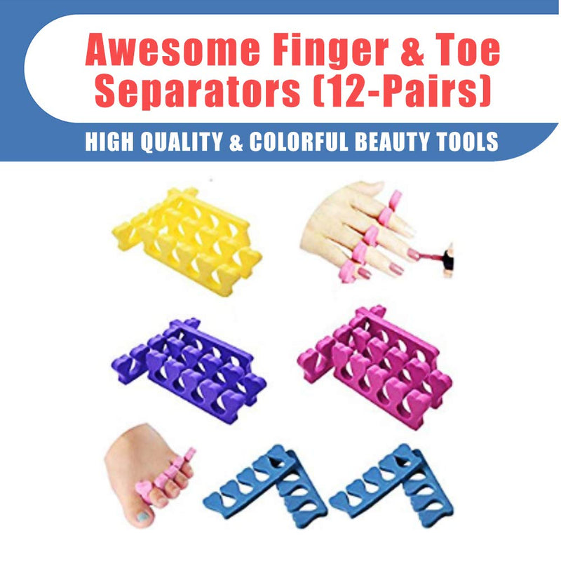 [Australia] - New8Beauty Toe Separators Toe Spacers (12 Pairs)- Apply Nail Polish During Pedicure Manicure - Stocking Stuffers for Ladies Women Teens Girls Kids - Nail Spa Party Supplies Multi-colored:Purple Pink Yellow Orange 