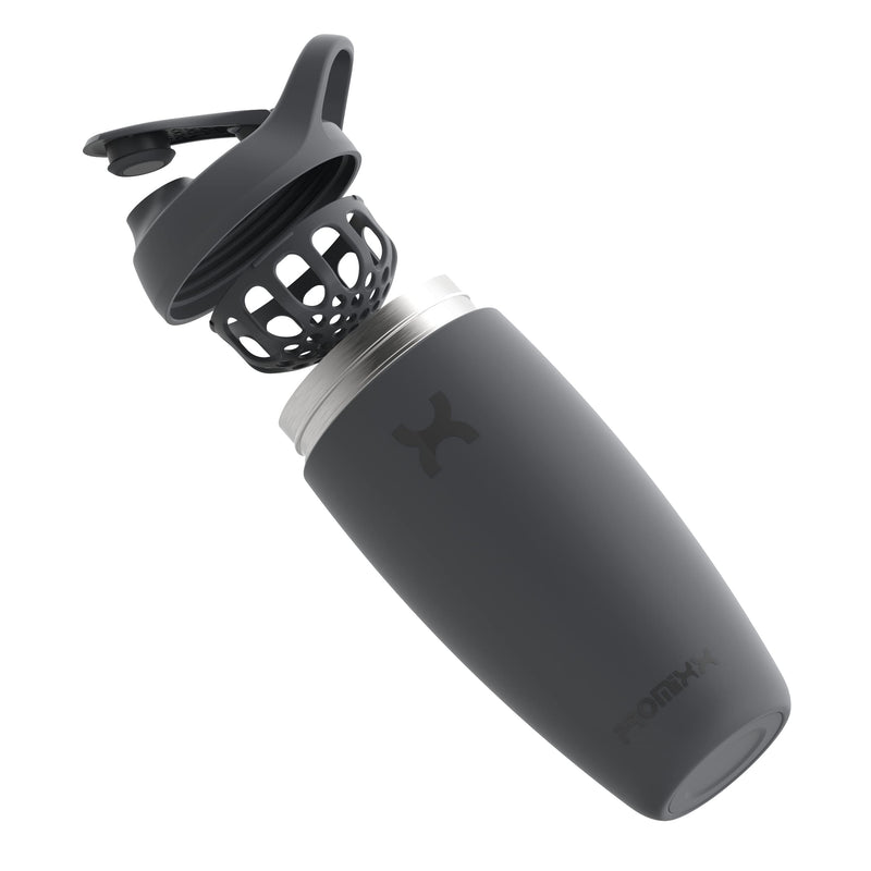 [Australia] - Promixx Pursuit Shaker Bottle Insulated Stainless Steel Water Bottle and Blender Cup, 550ml, Graphite Graphite Grey 