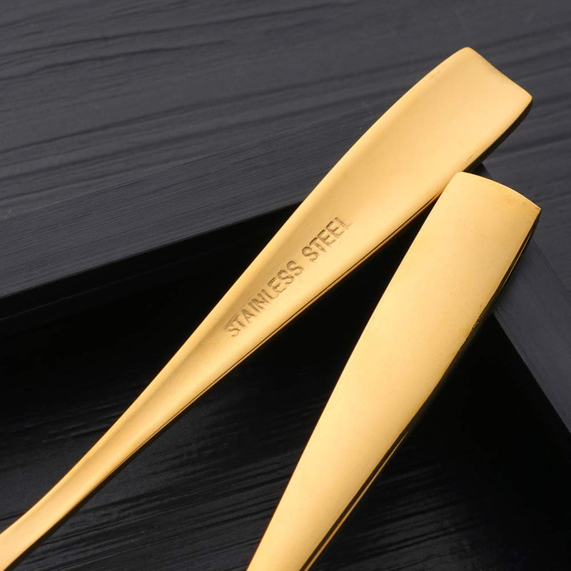 [Australia] - SUNSENGEUR Tea Spoons 12-Piece Autograph Dinnerware Set Stainless Steel Set Use for Home, Kitchen, Restaurant- 5.3 Inches-Gold Gold 