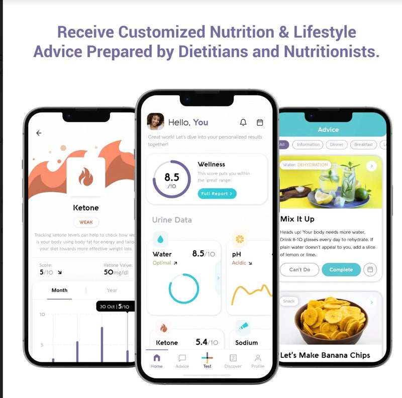 [Australia] - Vivoo | The ONLY Urine Test Strips & Keto Strips with App | Advanced Home Meter for Nutrition, Ketone, Water, pH, and Proteins | 1 Month / 4 Tests 4 Count (Pack of 1) 