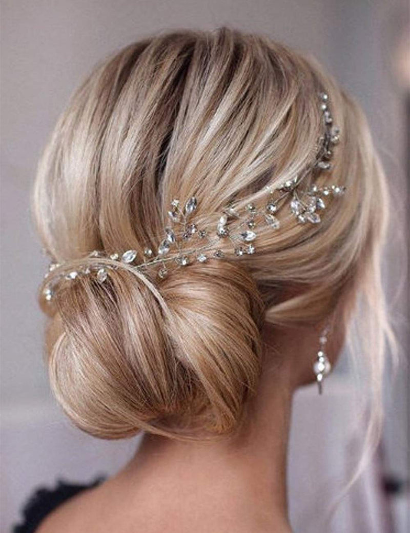 [Australia] - Anglacesmade Bridal Crystal Hair Vine Branch Rhinestone Headband Opal Wedding Headpiece for Bridesmaid Bride Prom Party Festival Hair Weaths for Women and Girls (Rose gold) Rose gold 