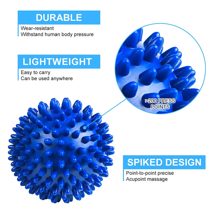 [Australia] - URAQT Spiky Massage Ball Set, 2 Pack Physical Therapy Massage Balls, Hard Lacrosse Ball & Spiky Massage Ball for Myofascial Release and Trigger Point Deep Tissue Massage 2pcs - Blue 
