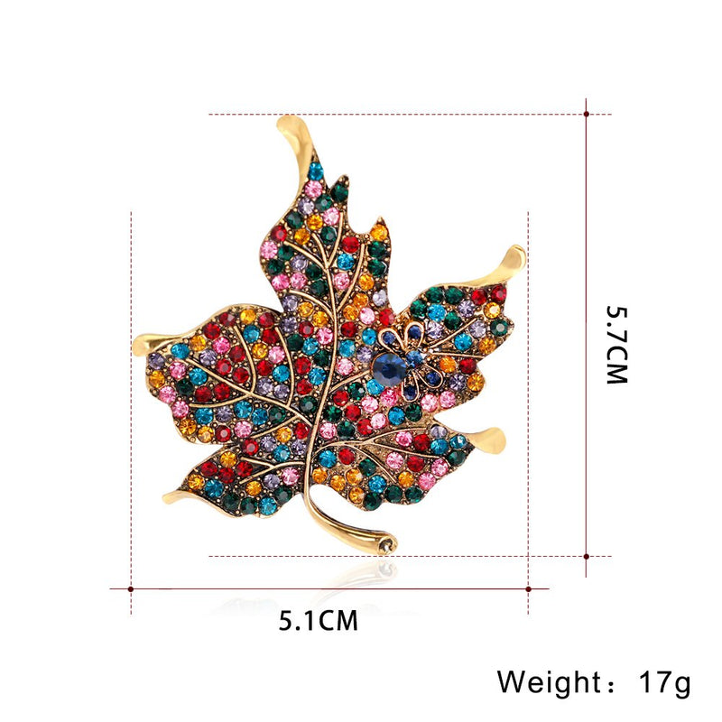 [Australia] - Womens Color Diamond Rhinestone Maple Leaf Brooch Pin 