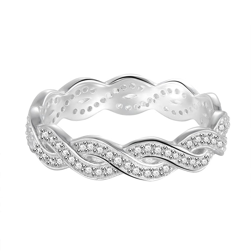 [Australia] - BORUO 925 Sterling Silver Ring, Twisted Infinity Celtic Knot Cubic Zirconia CZ Wedding Band Stackable Ring Size 4-12 Infinity Celtic Knot 3 5 