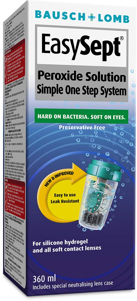 [Australia] - EasySept Peroxide Solution, 360ml - Contact Lens Solution with a simple One Step System for Disinfection of Soft Contact Lenses, Lens Case with Neutralising Disc Included, Suitable for Sensitive Eyes Single 