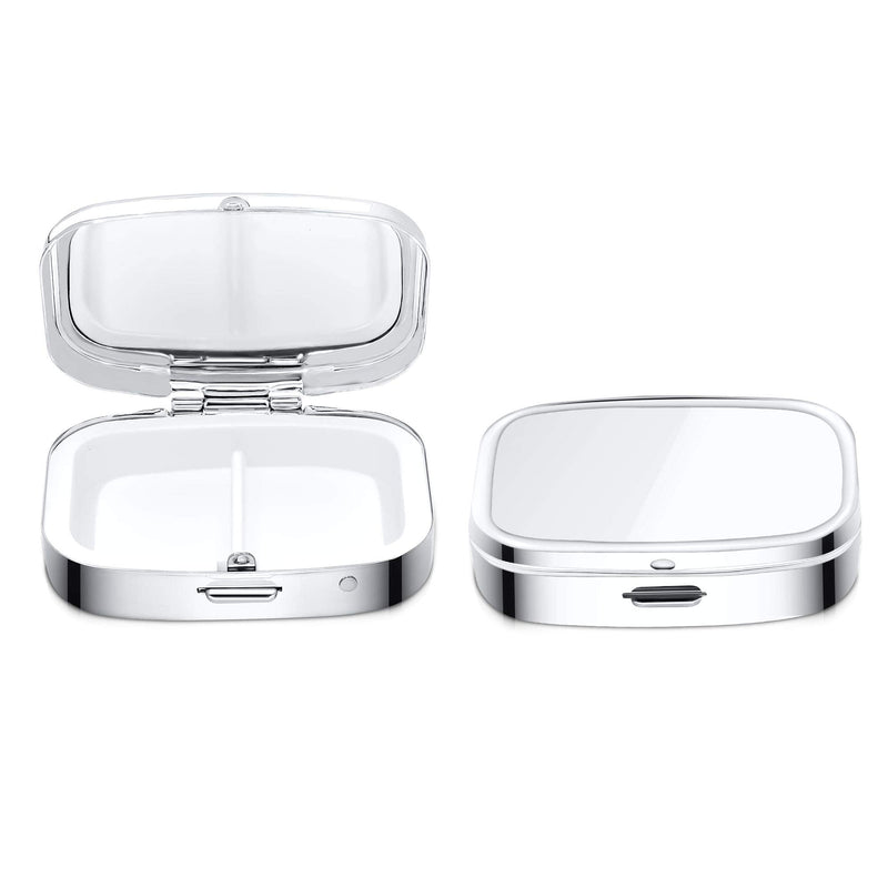 [Australia] - kwmobile 2 Compartment Pill Box - Set of 2X Stainless Steel Travel Box Organizer for Tablets and Prescriptions - Silver 