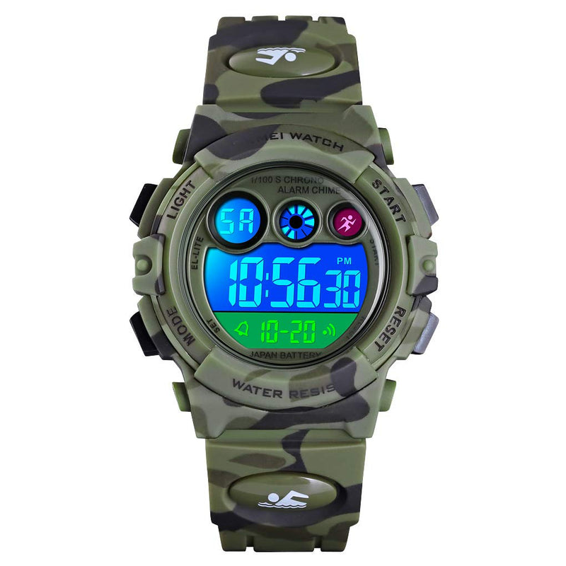 [Australia] - CakCity Kids Watches Digital Sport Watches for Boys Girls Outdoor Waterproof Watches with Alarm Stopwatch Military Child Wrist Watch Ages 5-10 Camo 