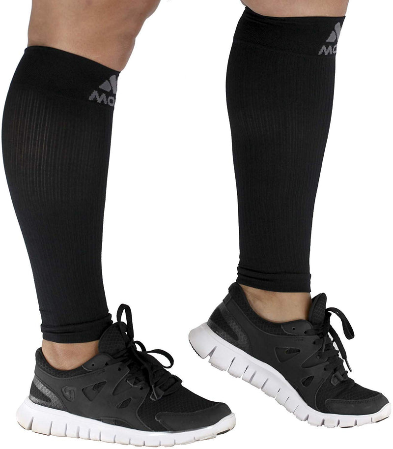 [Australia] - 2XL Mojo Compression Sleeves for Extra Wide Calves - Women and Men - 20-30mHg Black XXL XX-Large 