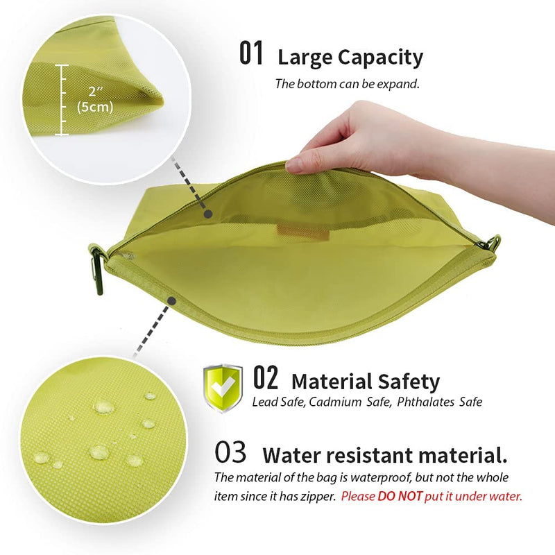 [Australia] - pack all Water-Resistant Material Zipper Pouch, Mesh Zipper Bags for Storage, Travel, Office (Green, Large) L Green 