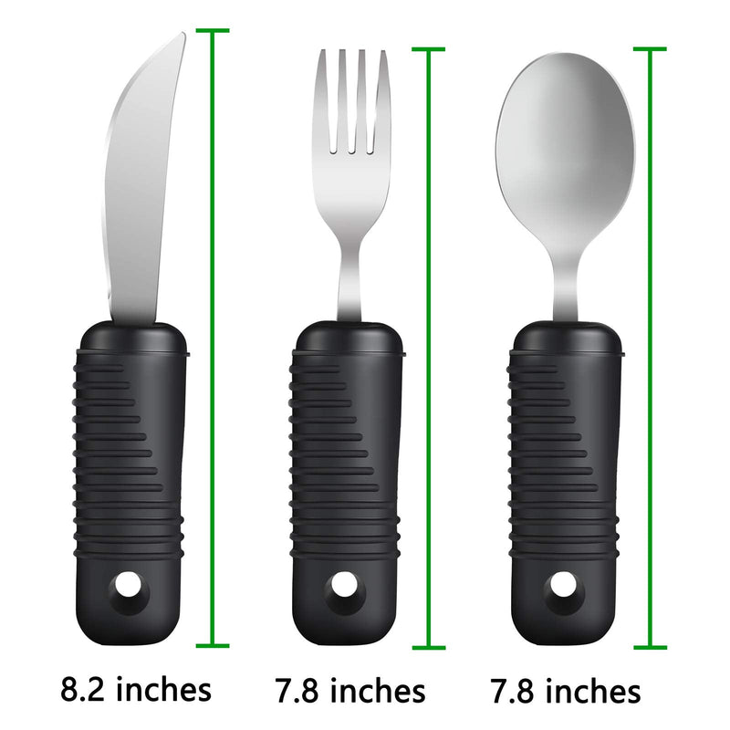 [Australia] - YPC Adaptive Utensils,Easy Grip Silverware,Built-Up Fork,Spoon and Rocker Knife for Adults,Elderly,Arthritis,Tremors and Parkinsons,3 Piece Set Utensil Set 