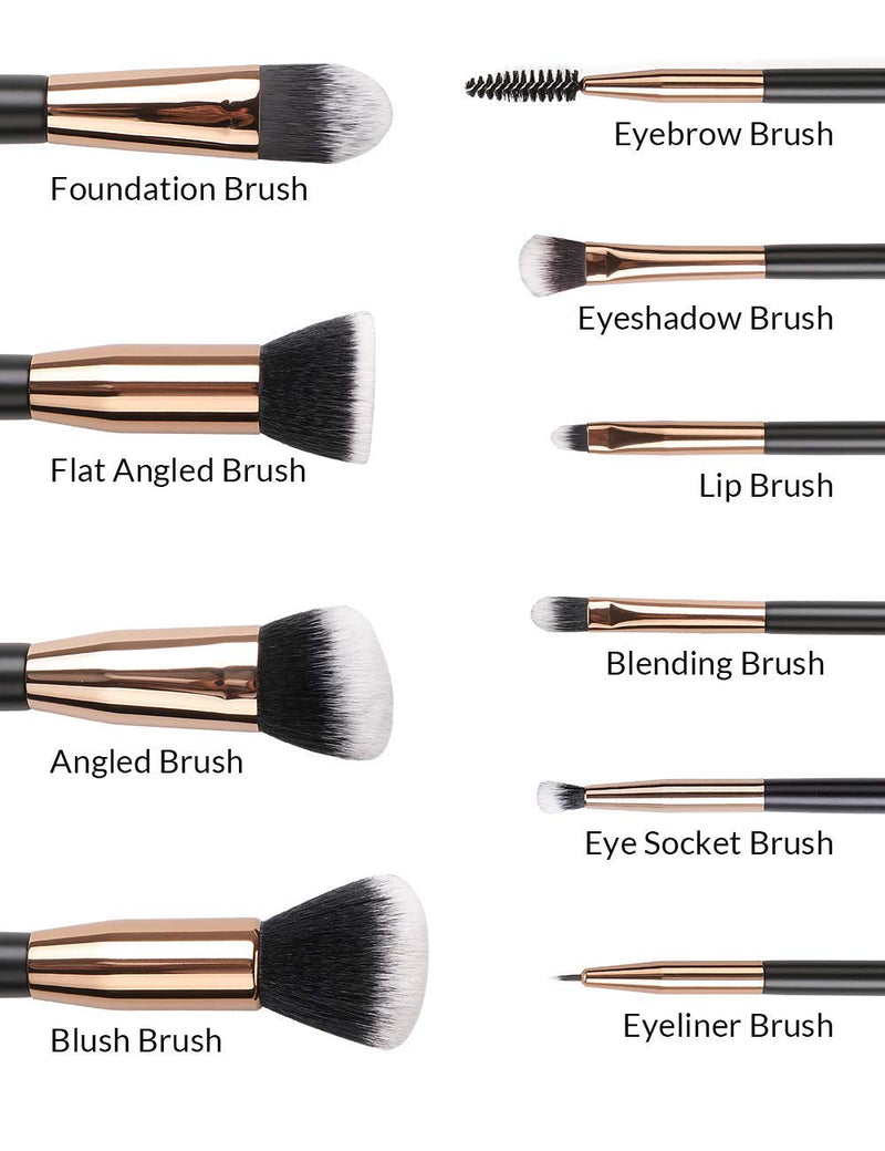 [Australia] - Brush Master Makeup Brushes Set for Kabuki Foundation Powder Concealers Eyeshadow Blush, W/ Travel Brush Pouch, 10 Pcs 