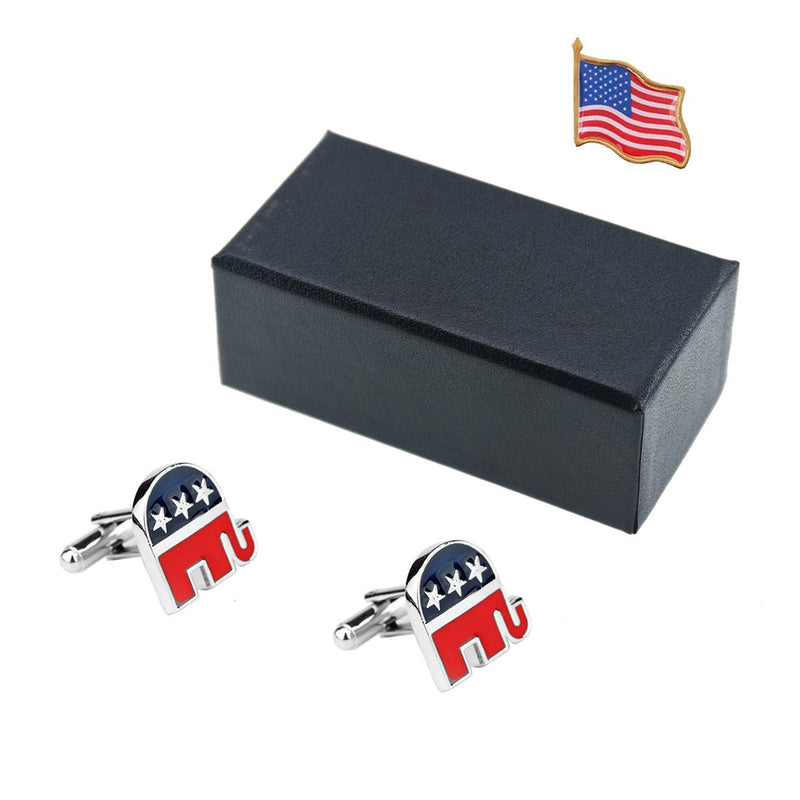 [Australia] - Backyard Blasters Mens Classic Cuff Links - United States Republican Party Badge Elephant Cufflink Business Wedding Shirts 