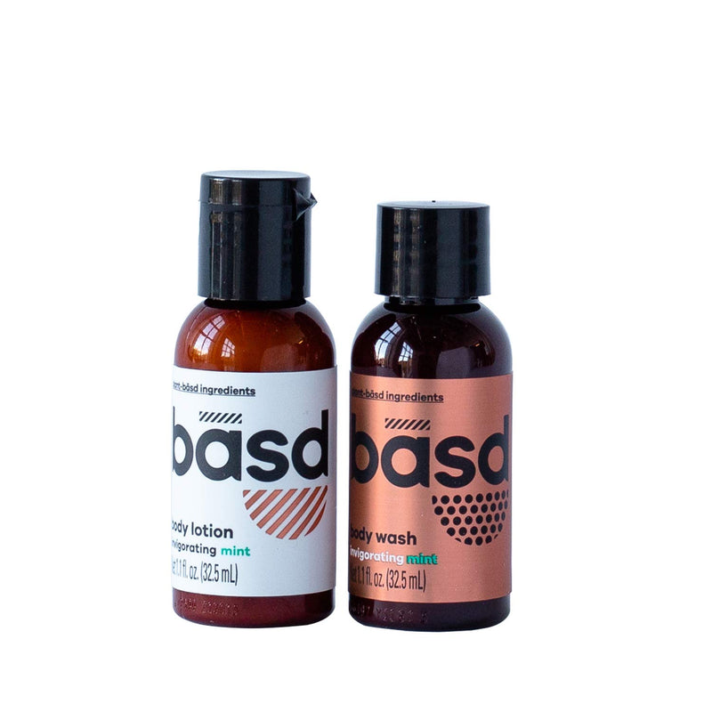 [Australia] - Basd Invigorating Mint Natural Skin Care Travel Size Set, Includes Body Lotion & Body Wash, TSA Approved, Moisturizing, Vegan, Hypoallergenic 