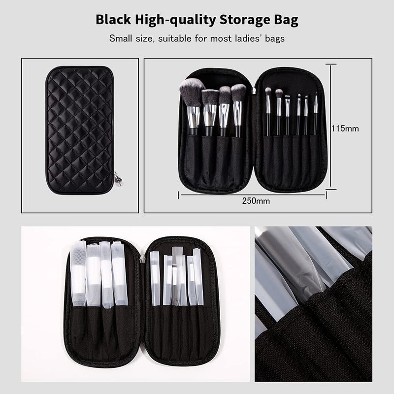 [Australia] - DUcare Makeup Brush Set 10Pcs Professional Makeup Brushes with Case Women Gift Premium Synthetic Kabuki Foundation Blending Brush Face Powder Blush Concealers Eye Shadows with Bag 10pcsBlack 