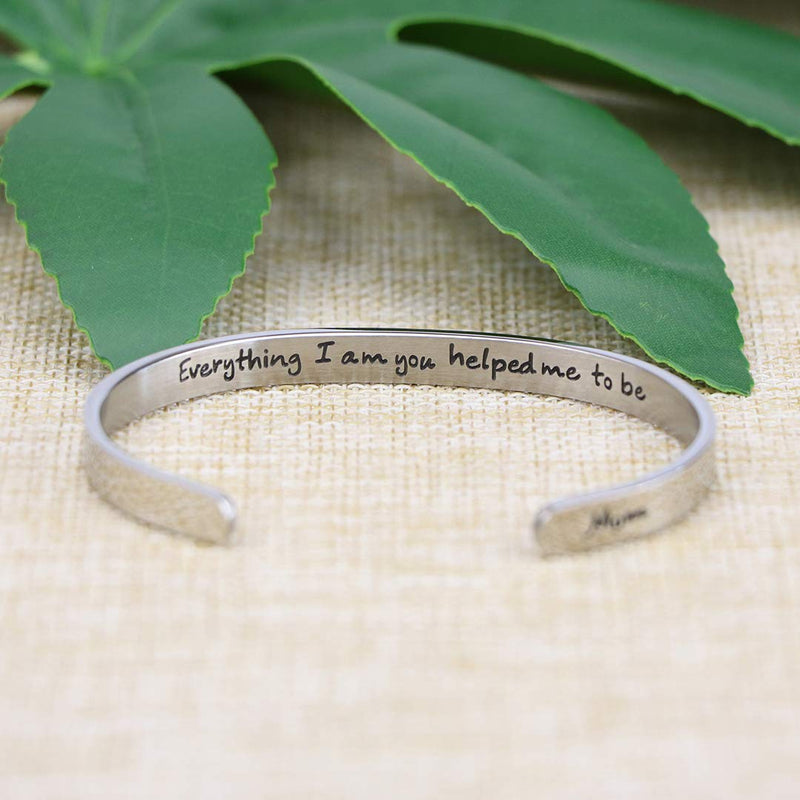 [Australia] - Joycuff Bracelets for Women Personalized Inspirational Jewelry Mantra Cuff Bangle Friend Encouragement Gift for Her 0-Mom everything I am you helped me to be 