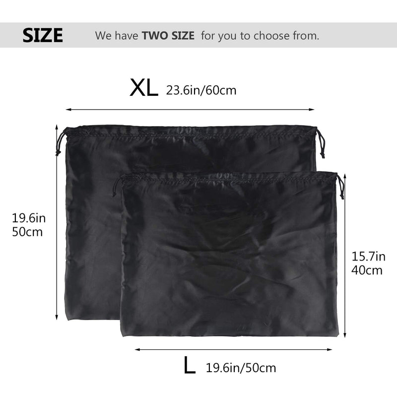 [Australia] - PlasMaller Dust Cover Storage Bags Silk Cloth with Drawstring Pouch For Handbags Purses Pocketbooks Shoes Boots Set of 2 Black 19.6 x 15.7 in 