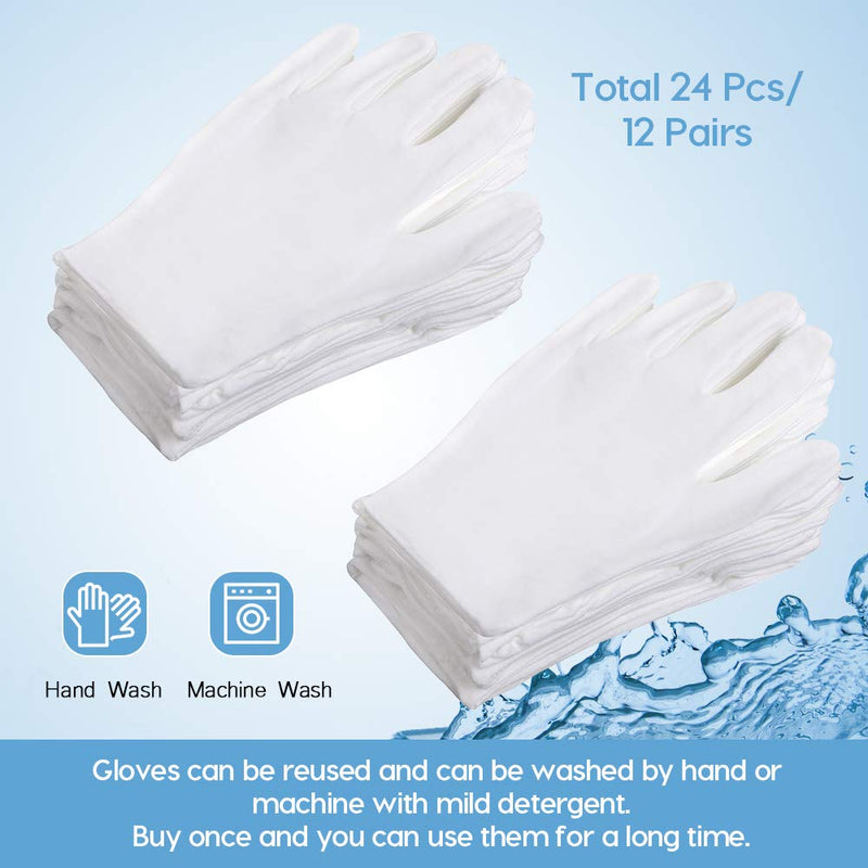 [Australia] - Rovtop White Gloves,12 Pairs Gloves for Dry Hands Eczema Hand Moisturizing, Sleeping Hand Mask Lotion Gloves Medium 