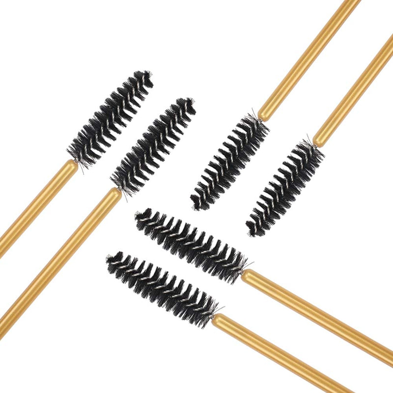 [Australia] - 300 Pack Mascara Wands Disposable Eye Lash Brushes Applicator for Eyelash Extensions Makeup Tool Bulk, Gold/Black Gold/Black-300Pcs 