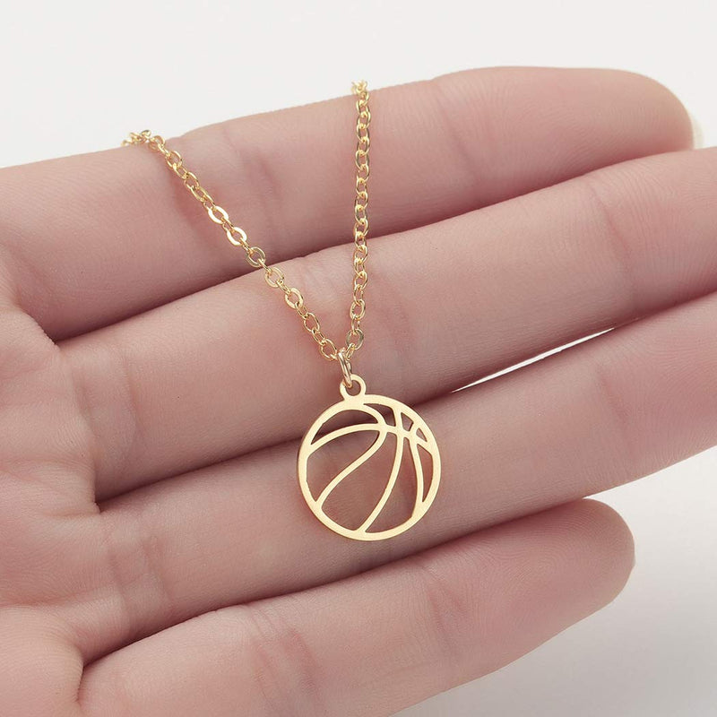 [Australia] - Dwcly Minimalist Hollow Basketball Pendant Necklace for Teens Sports Lover Friendship Gift rose gold 