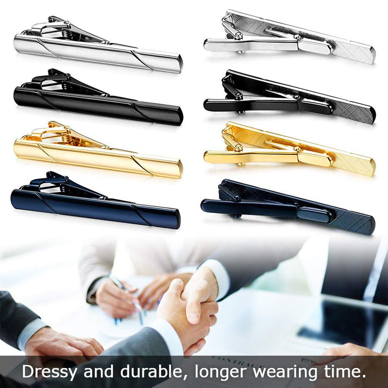 [Australia] - Roctee 4 Pack Tie Pin for Men, Regular Tie Clip Set Tie Bar Necktie Bar Pinch Clips for Business Wedding and Daily Life, Include Black Navy Gold Silver 4 Colors 