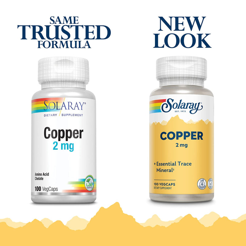 [Australia] - Solaray Copper 2 mg | Healthy Red Blood Cell Formation, Immune and Nerve Function Support | Non-GMO | 100ct 